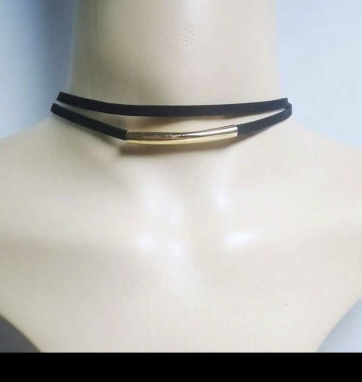 Black Choker Cord Necklace Bold Minimalist