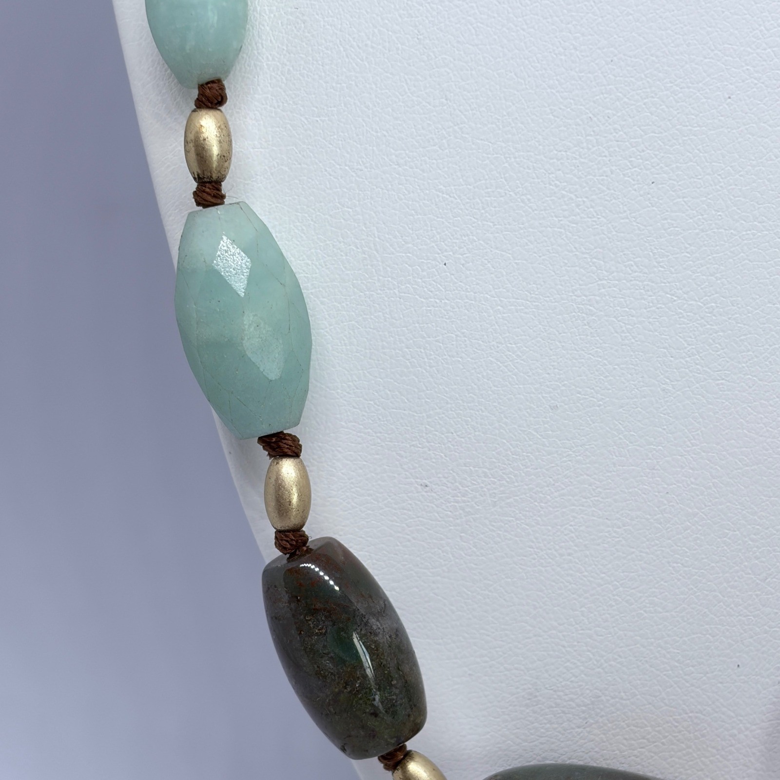 Necklace Kenneth Cole Reaction Beaded Gold Tone Earthy Stone Boho 18-20in