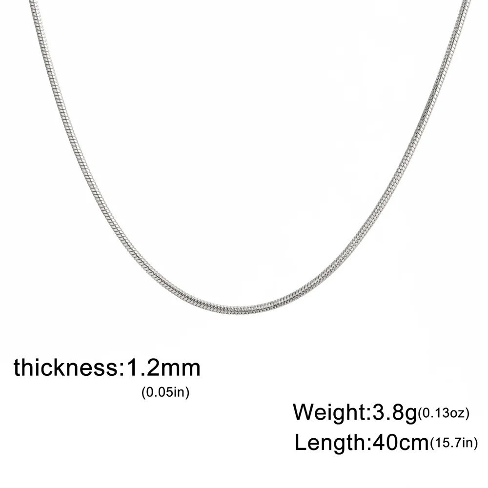 Stainless Steel Snake Chain Necklace 0.9-1.5mm Choker Link Men Women Gift