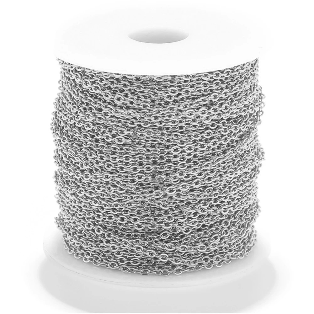 Stainless Steel Necklace Link Chain 1.5mm 2mm 5Meter DIY Supplies Jewelry