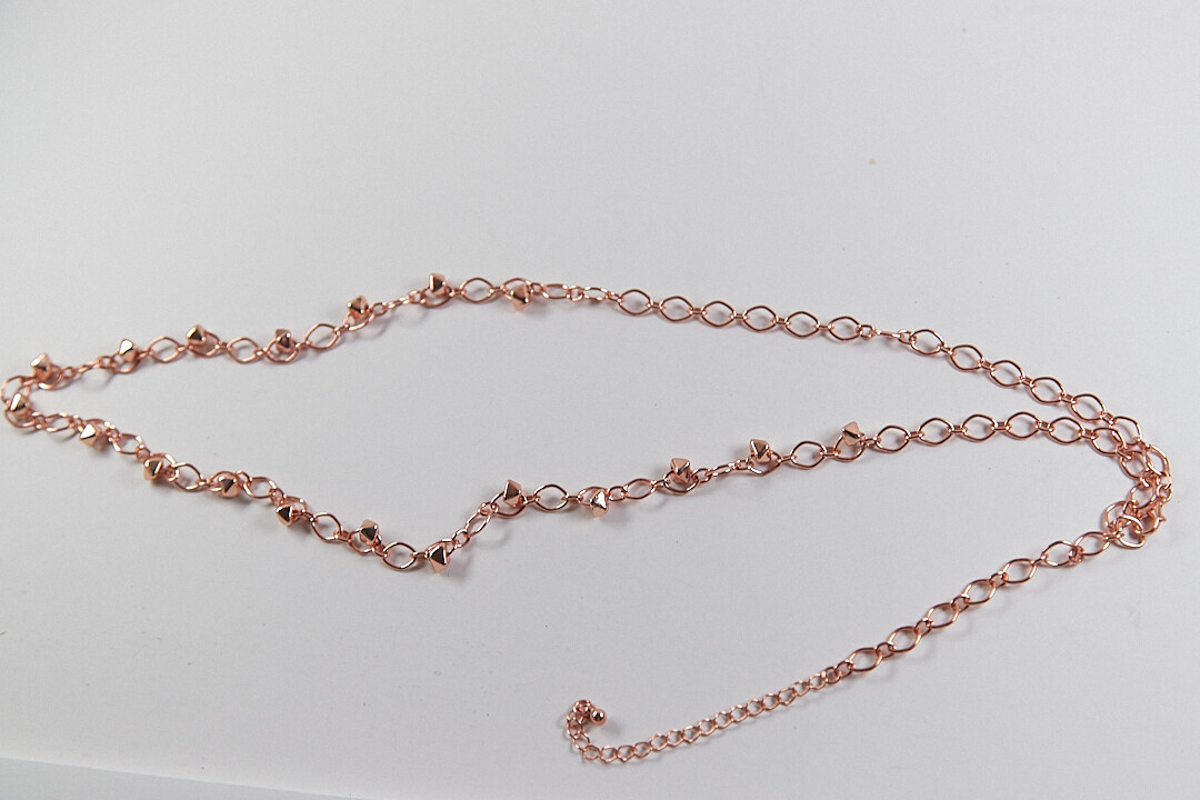 Lot of Three Copper tone Necklaces metal, glass beads, 18″ 28″ 29″ Lengths