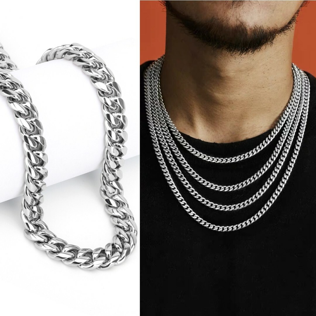 316L Stainless Steel Miami Cuban Link Chain 5mm Silver For Men Women 20″-30″
