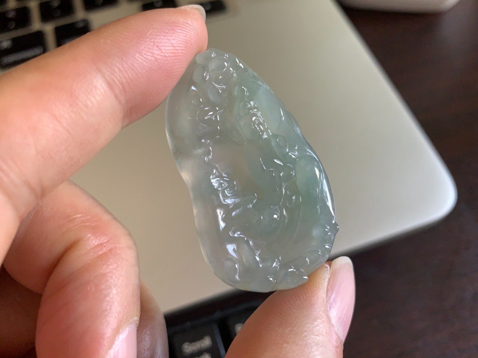 Burmese Natural Ice Jade Jadeite Guan yin Statue Scenery Pendant Jewelry
