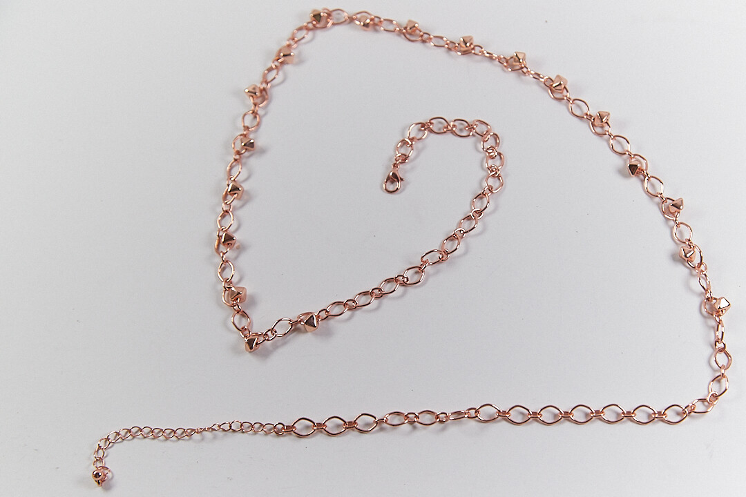 Lot of Three Copper tone Necklaces metal, glass beads, 18″ 28″ 29″ Lengths
