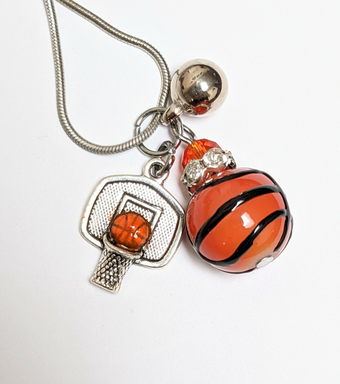 Basketball Necklace Sports Fan Jewelry Pendant chain Necklace 18″ +2″ ext