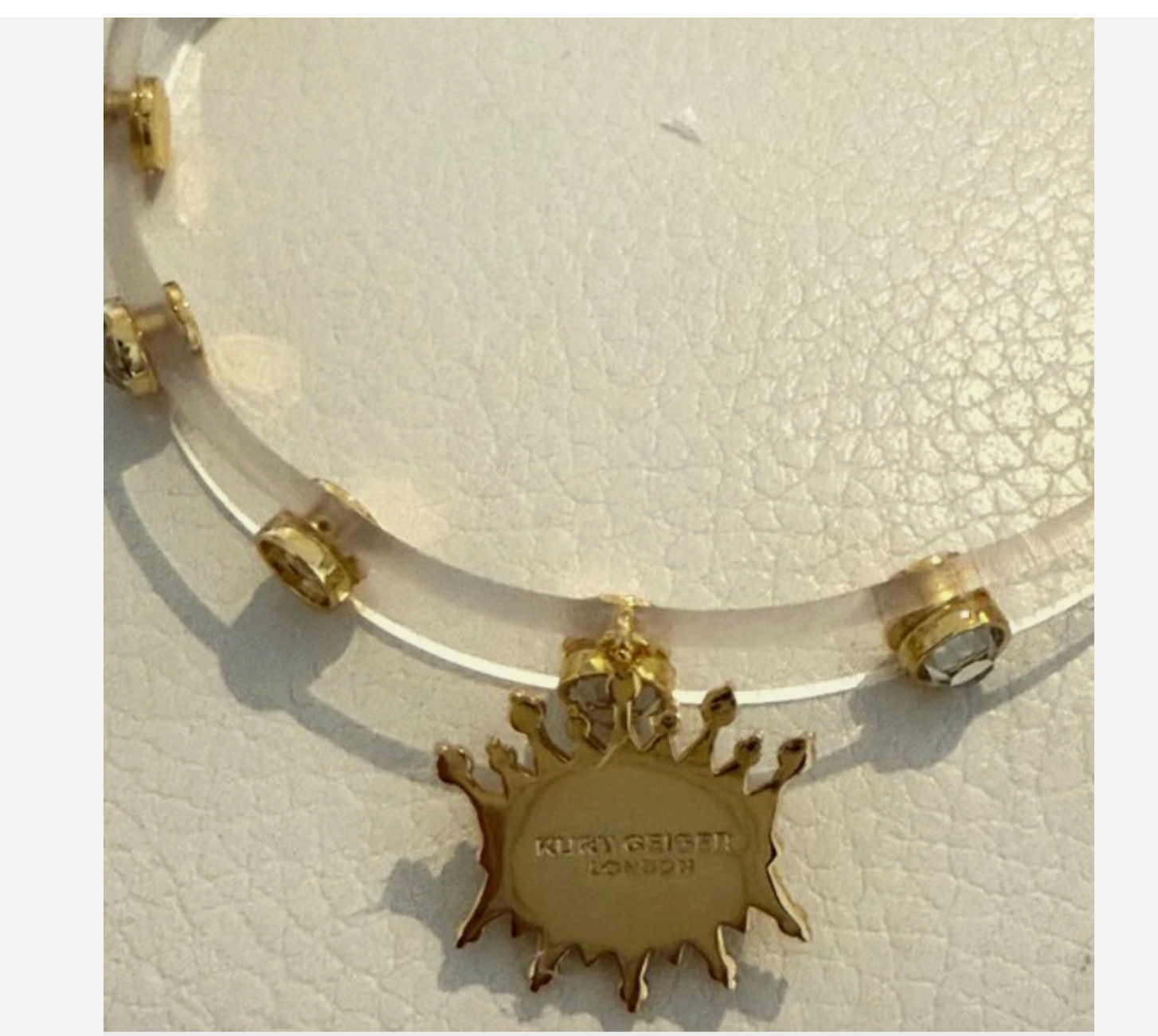 NWT Kurt Geiger London Clear Jelly Crystal Pavé Evil Eye Choker Necklace 15”