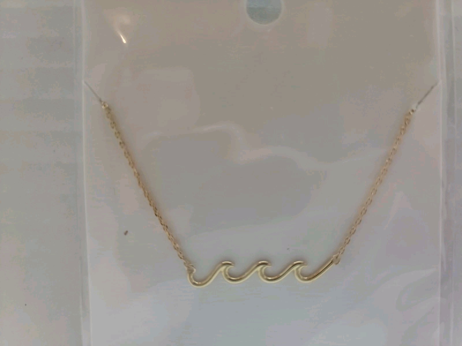Triple Wave Brass Necklace Dainty Ocean Wave Pendant Minimalist Beach Gift NIP