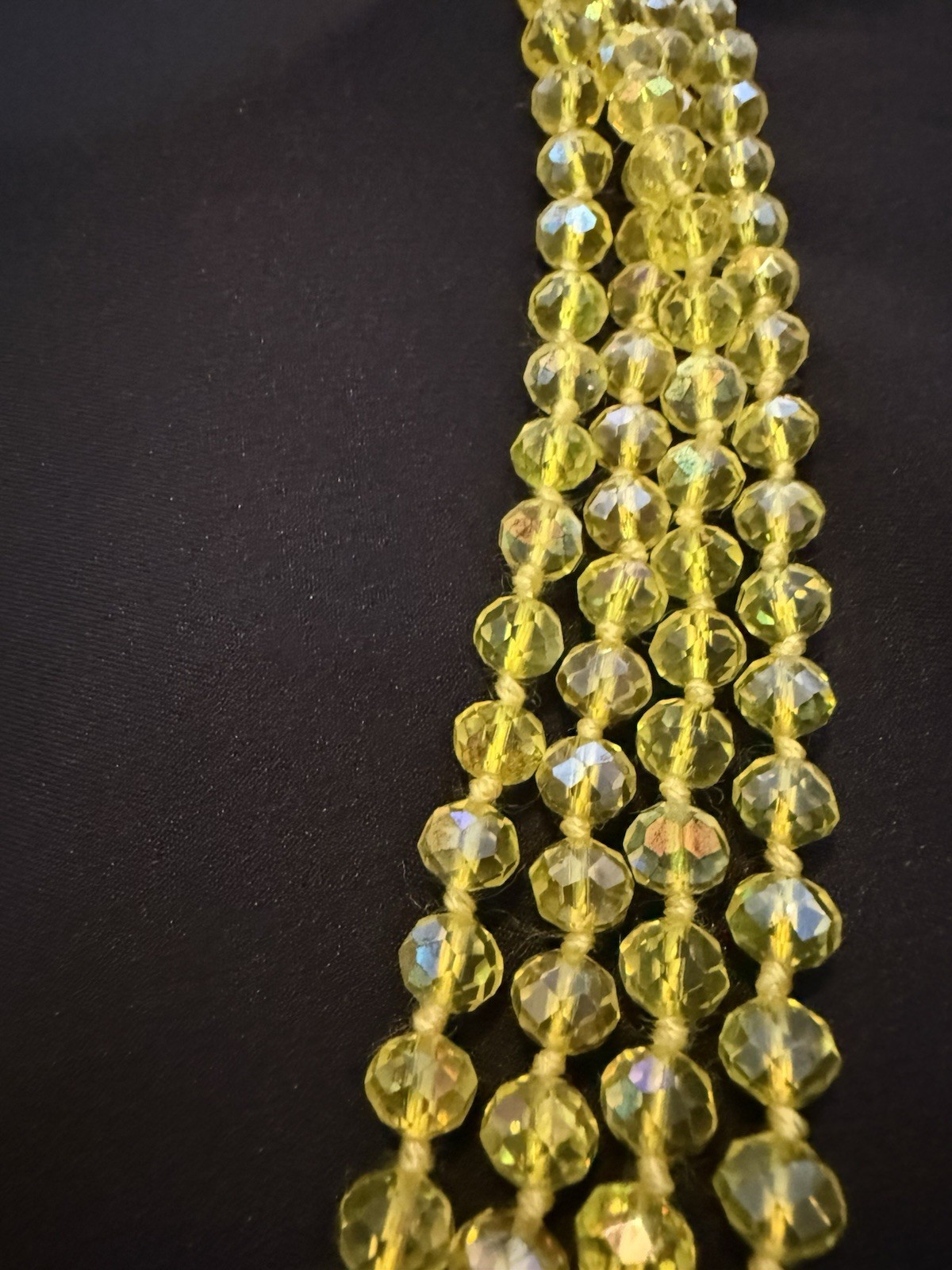 Yellow Crystal Round Beaded Multi-Strand Statement Ball/Bead Necklace