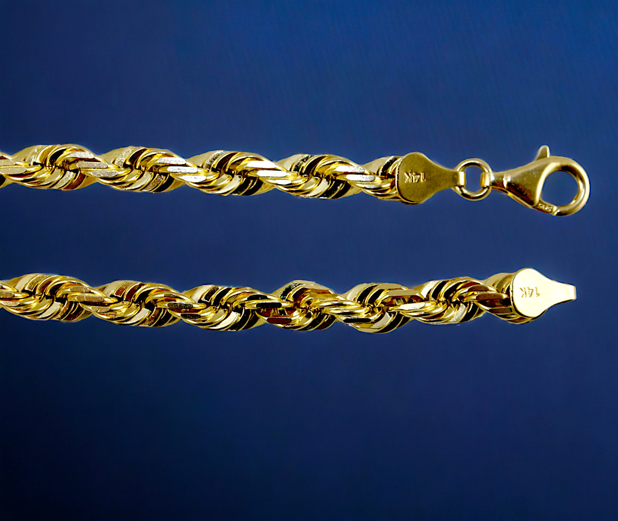 14K Yellow Gold Rope Chain Necklace Diamond Cut Real Gold 1mm-10mm 16″-30″