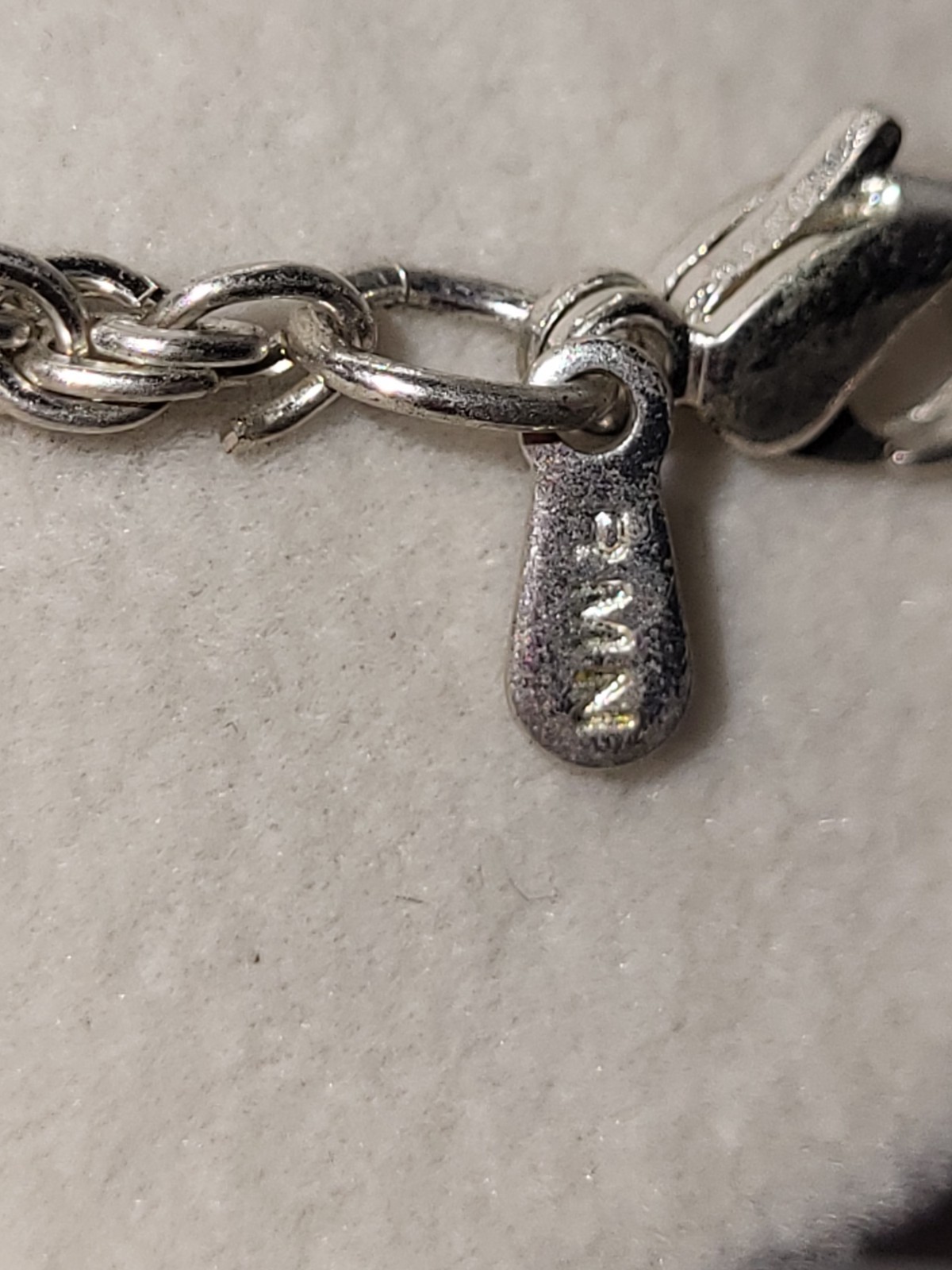 The Roman Company~RMN Signed Silver Etched Black Emerald Cut Pendent Necklace