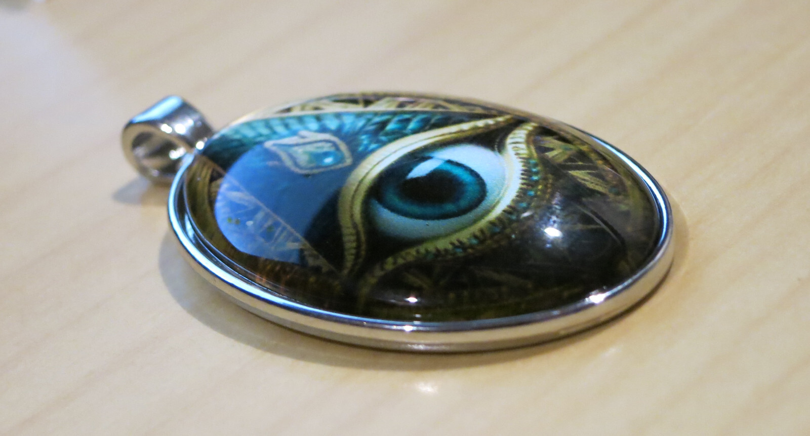 Mason Gothic Oval Jewelry Vintage Silvery Elegant Evil Eye Pendant Necklace