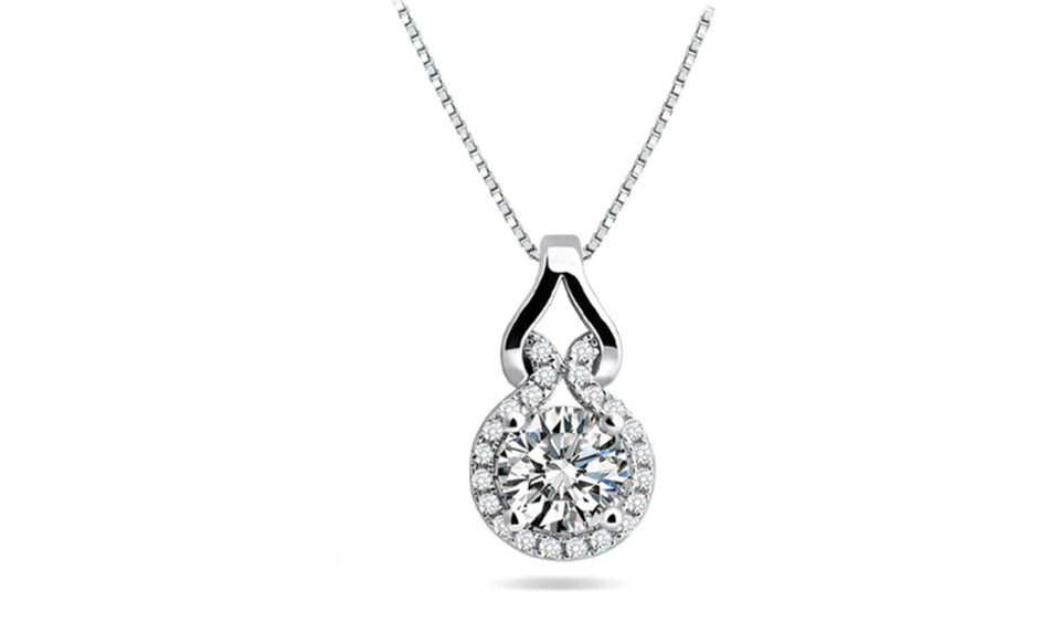 18k White Gold Plated Love Knot Crystal Necklace Made With Swarovski Elements