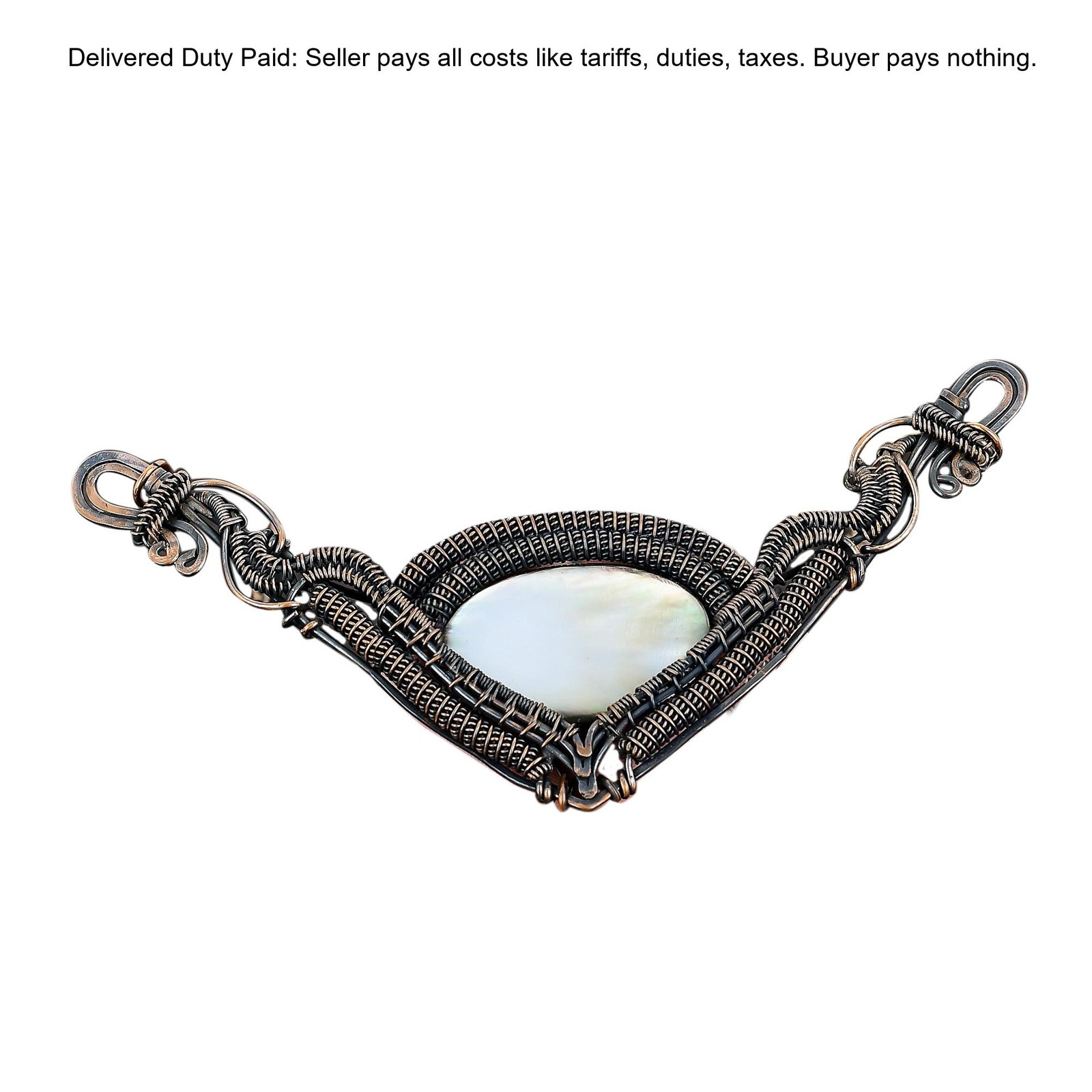 Mother Of Pearl Stone Copper June Birth Chain Wife Wire Wrapped Wedding Necklace