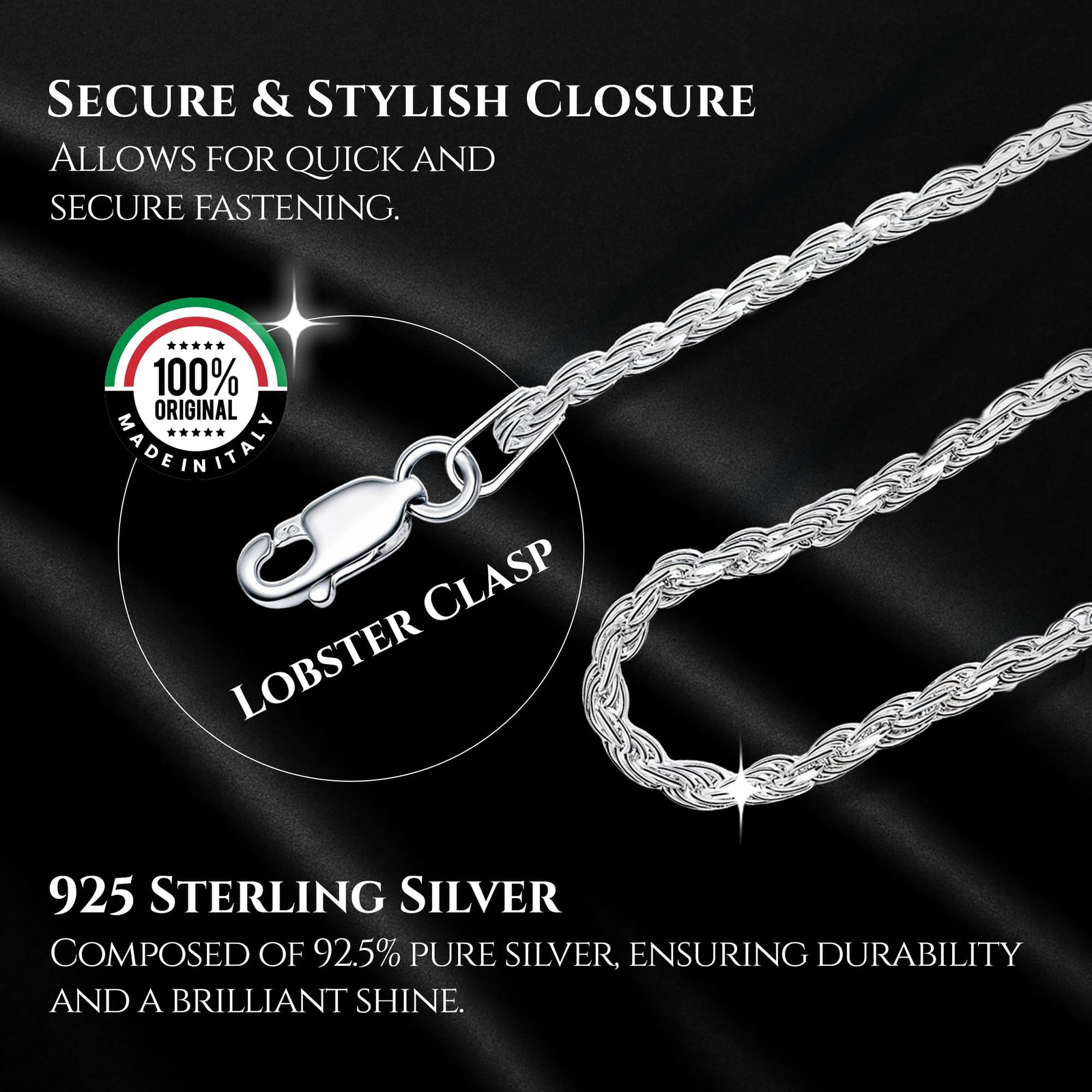 Designer Sterling Silver 925 Sterling Silver 2 Mm Italian Silver Diamond Cut