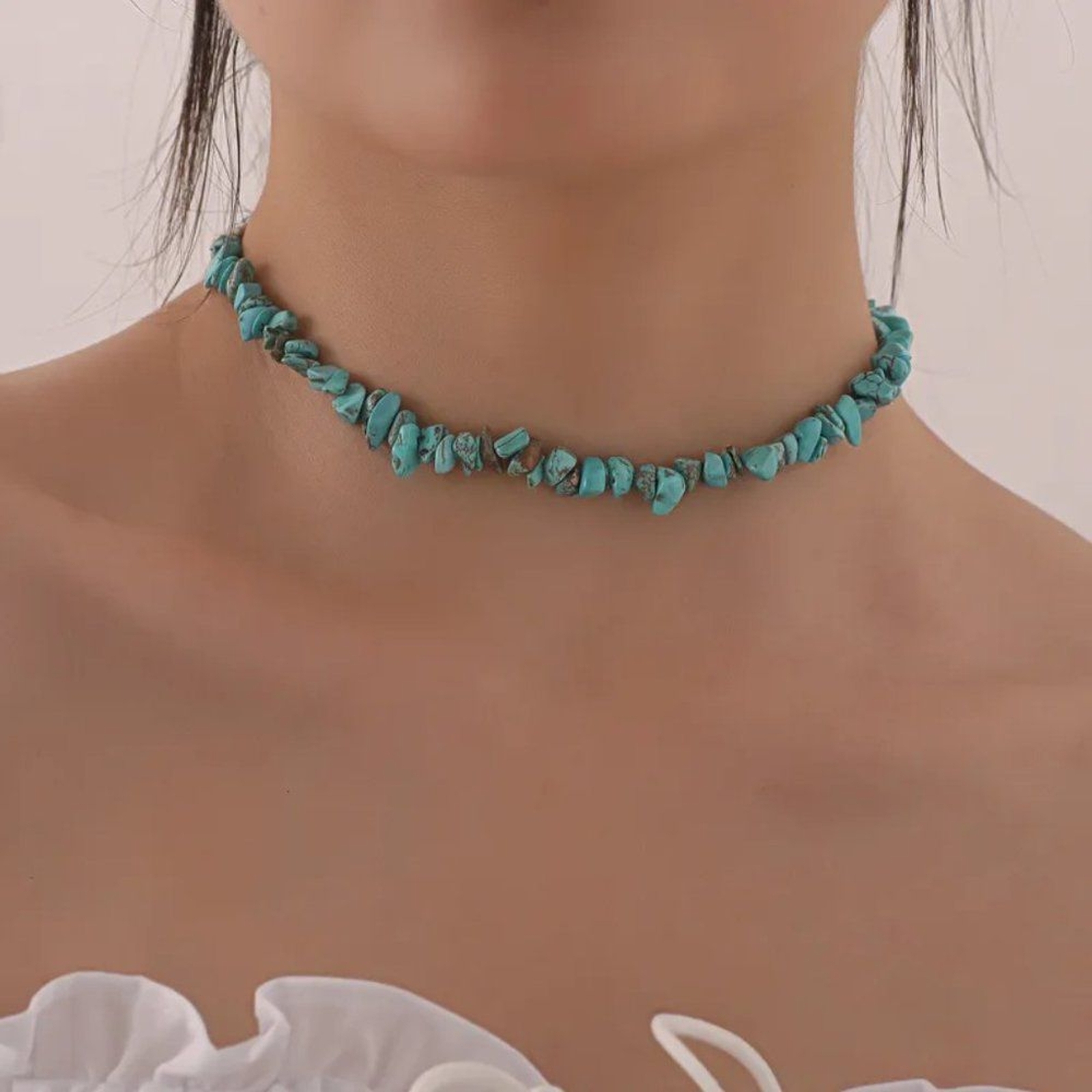 Western Southwestern Turquoise Beaded Boho Choker Necklace NEW