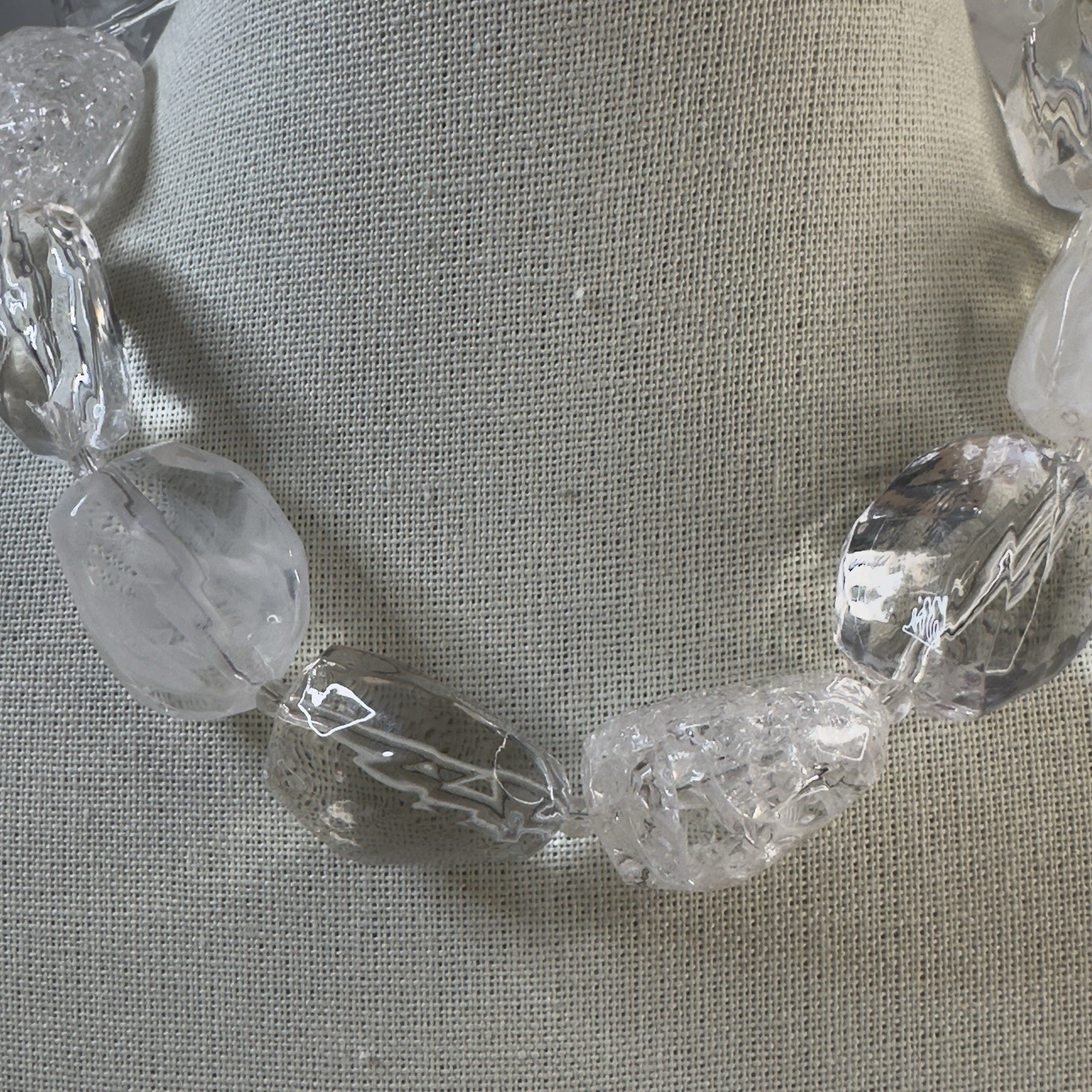Graziano Beaded Necklace Chunky Clear Lucite Graduated RJC Statement 17 – 20″
