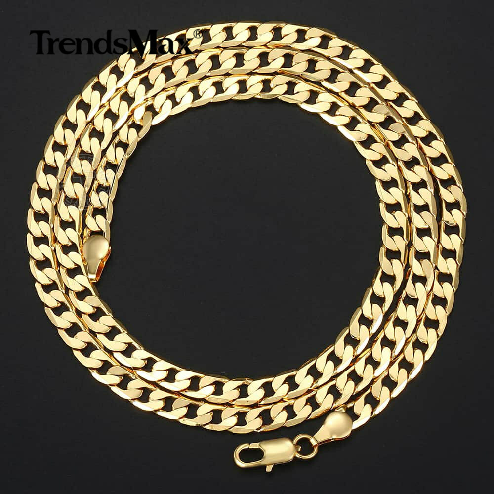 5mm Gold Filled Cut Curb Chain Necklace Womens Mens Link Gift 18 20 22 24 inches