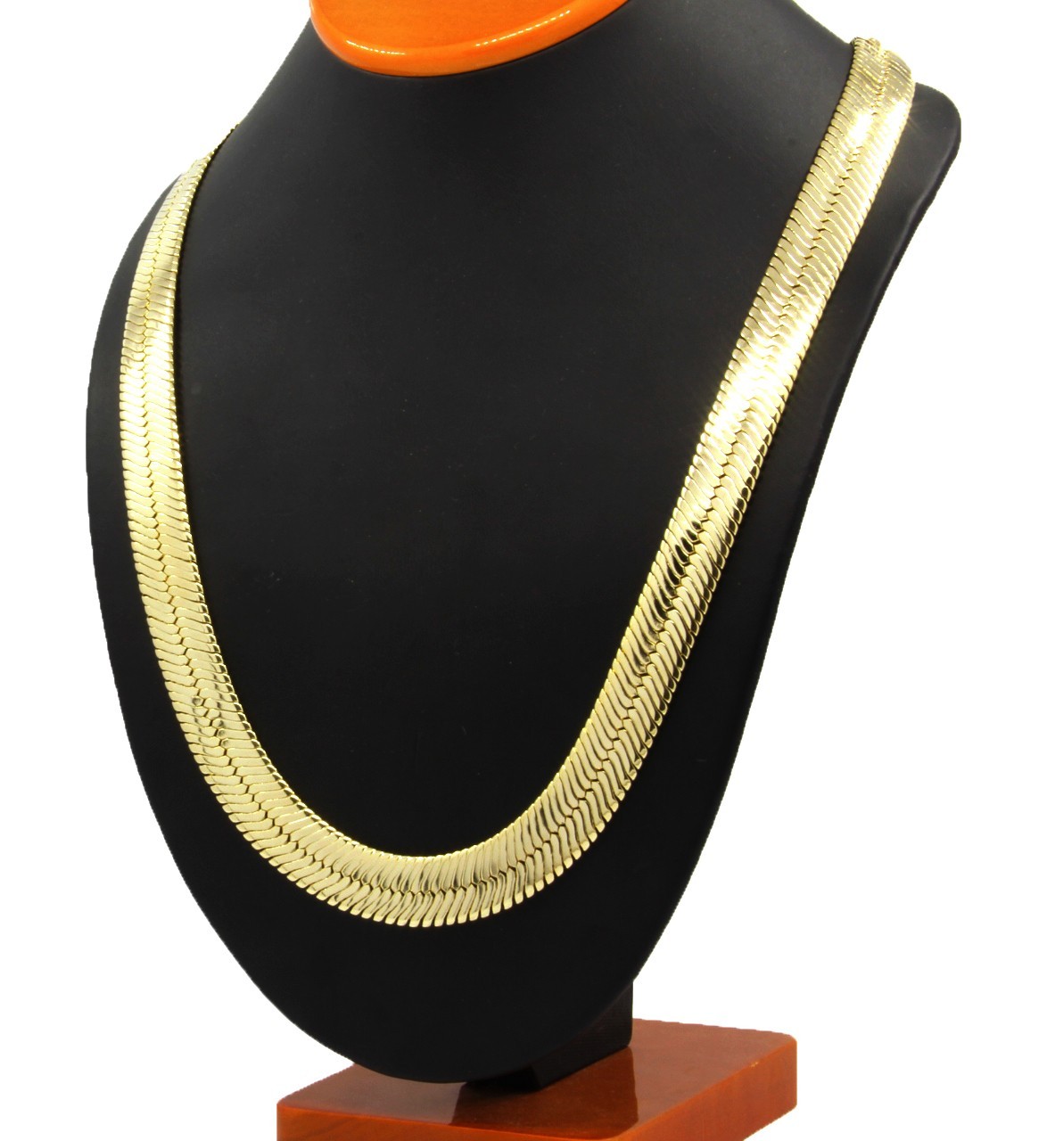 Men & Lady 14K Gold Plated 4mm – 14mm Flat 20″ Or 24″ Herringbone Necklace Chain