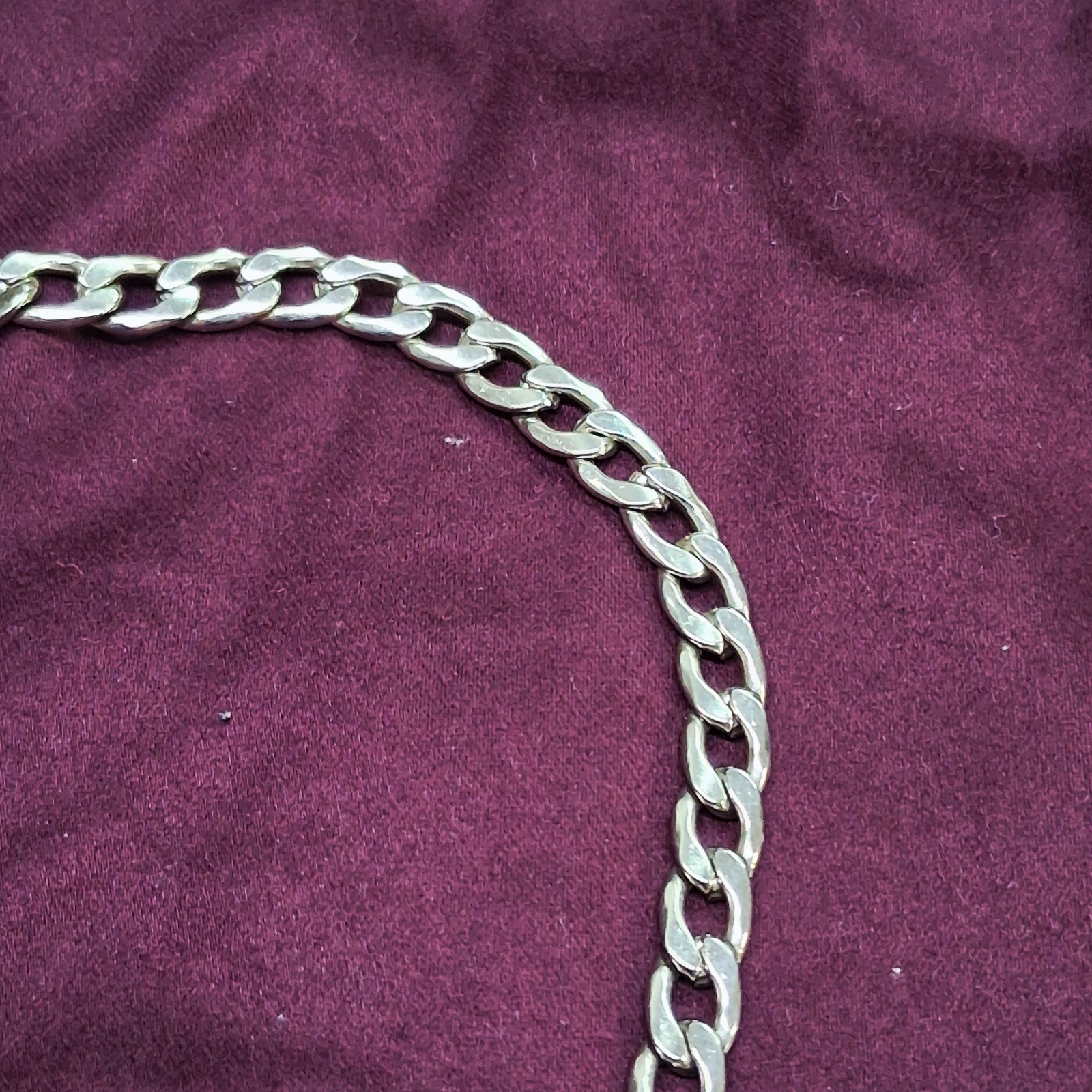 Polished Silver Tone Ball & Hoop Pendant Heavy Curb Link Chain Necklace