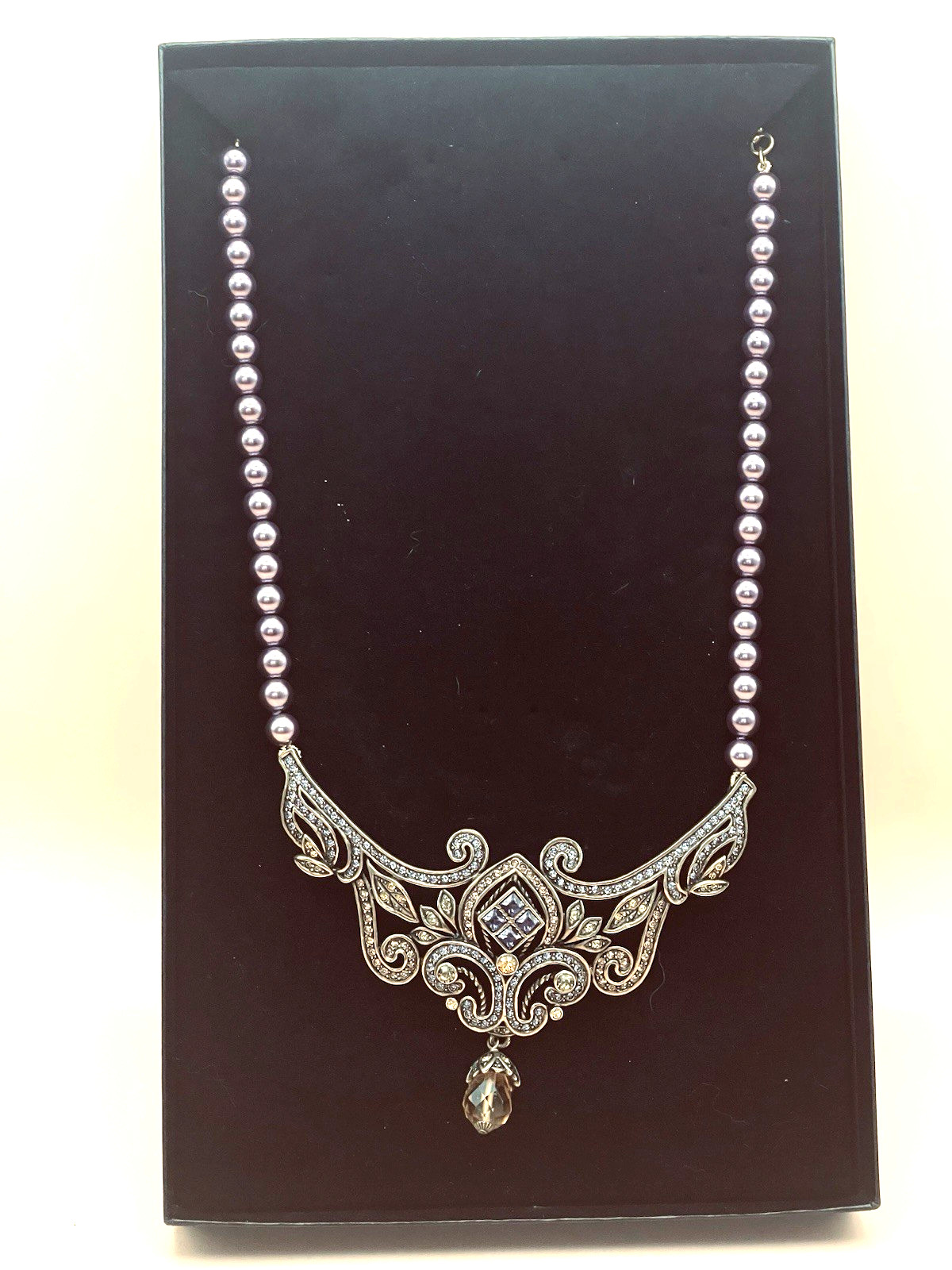 Beautiful Heidi Daus Romance Simulated Pearl with Drop Multcolor Necklace