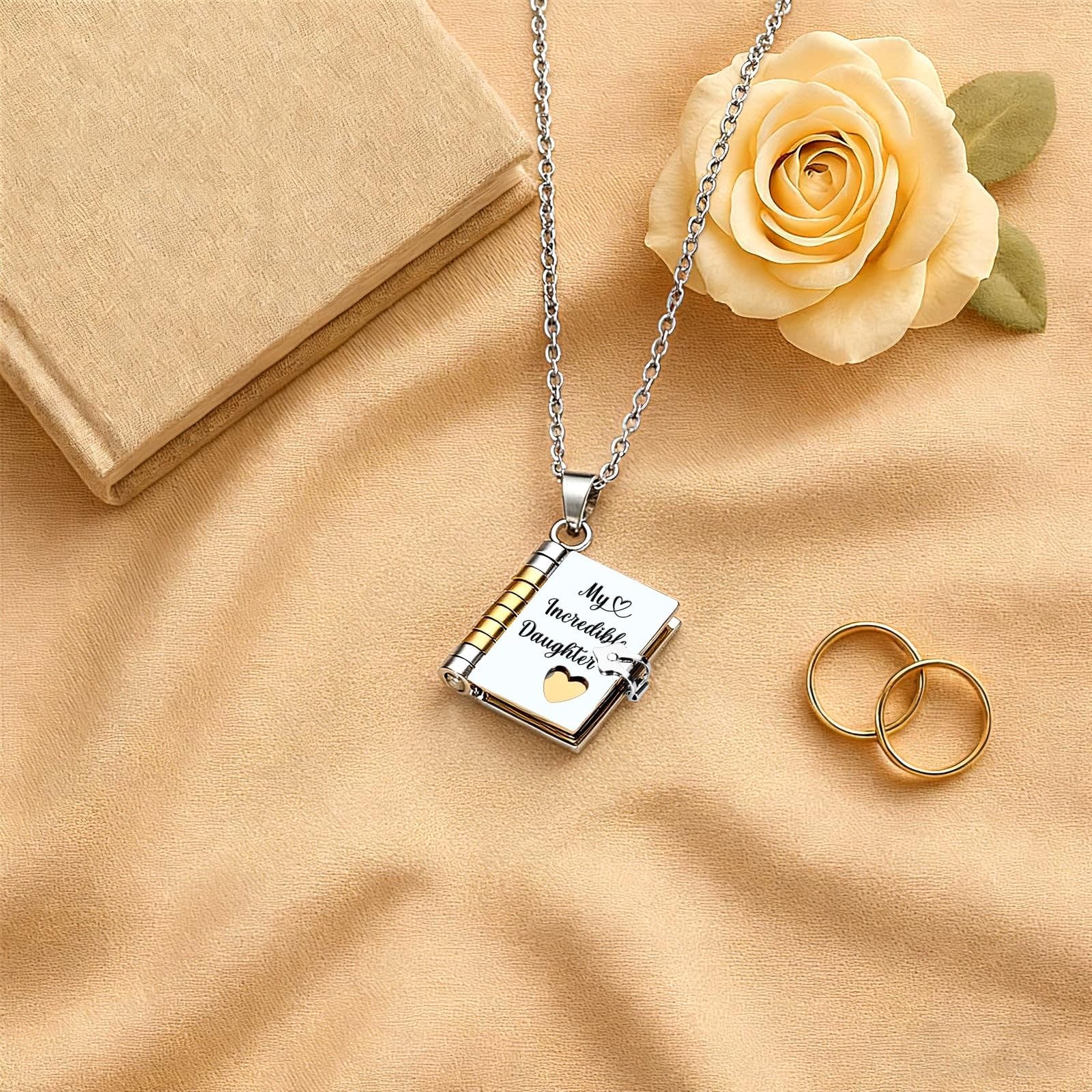 My Incredible Daughter Book Necklace Gifts for Daughter from Mom Dad Engraved…