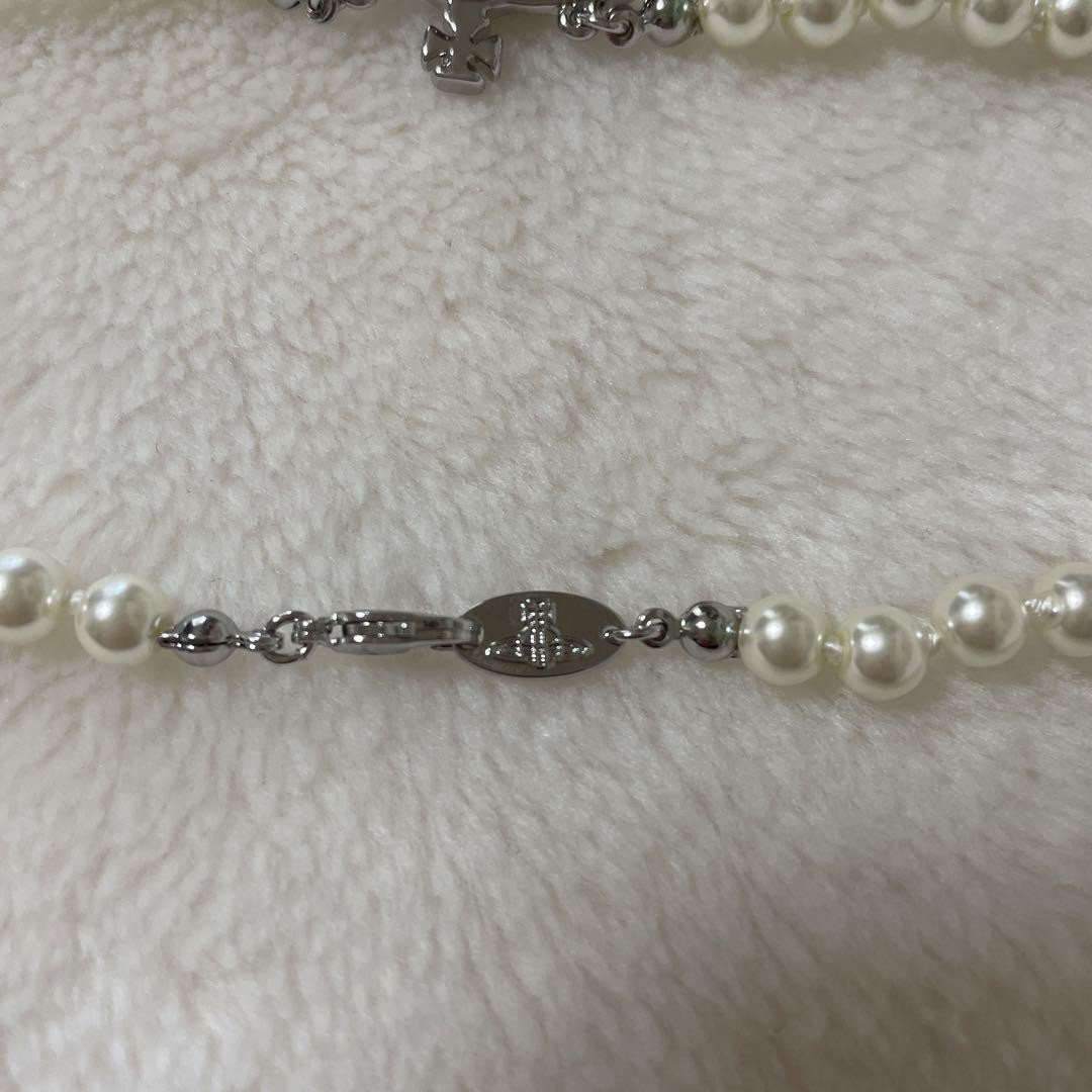 Vivienne Westwood Necklace Pearl Choker Silver IN BOX [EJ609