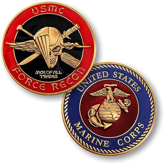 MARINE CORPS Medallion Necklace – 1 5/8″ Goldplate USMC Challenge Coin Pendant