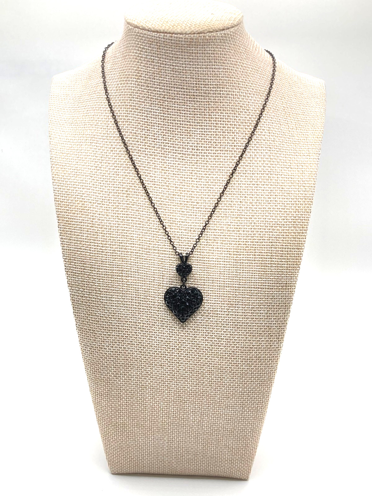 EXPRESS Modern Goth Y2K Style ALL Black Pendant Heart w/ Black Rhinestones