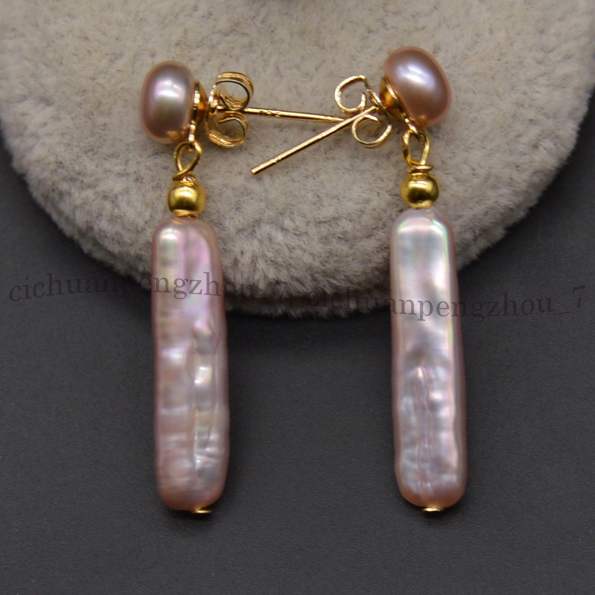 5x24mm Natural Freshwater Purple Rectangle Pearl Necklace Bracelet Earrings