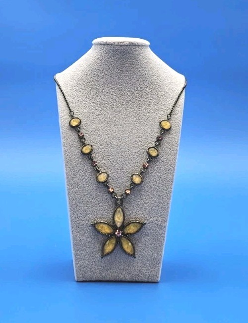 Park Lane Ashley Necklace Yellow Flowers/Pink Accents Rhinestones