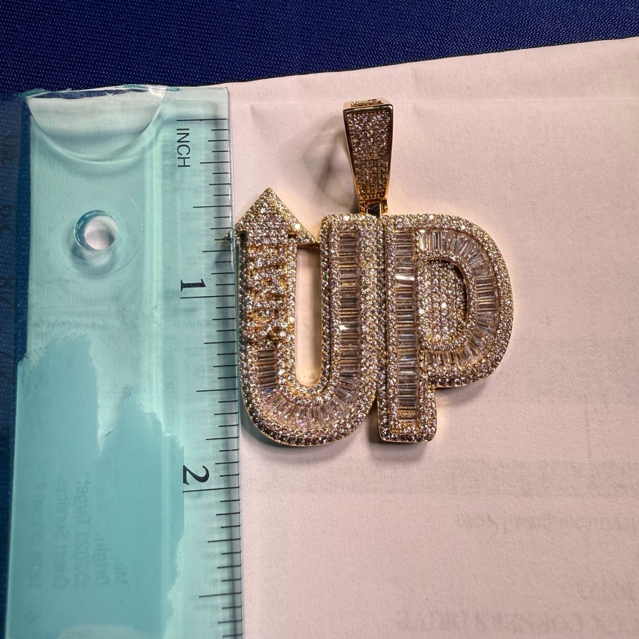 14k Gold Plated STAY UP Word Pendant Streetwear Bling AntiTarnish Rope Chain