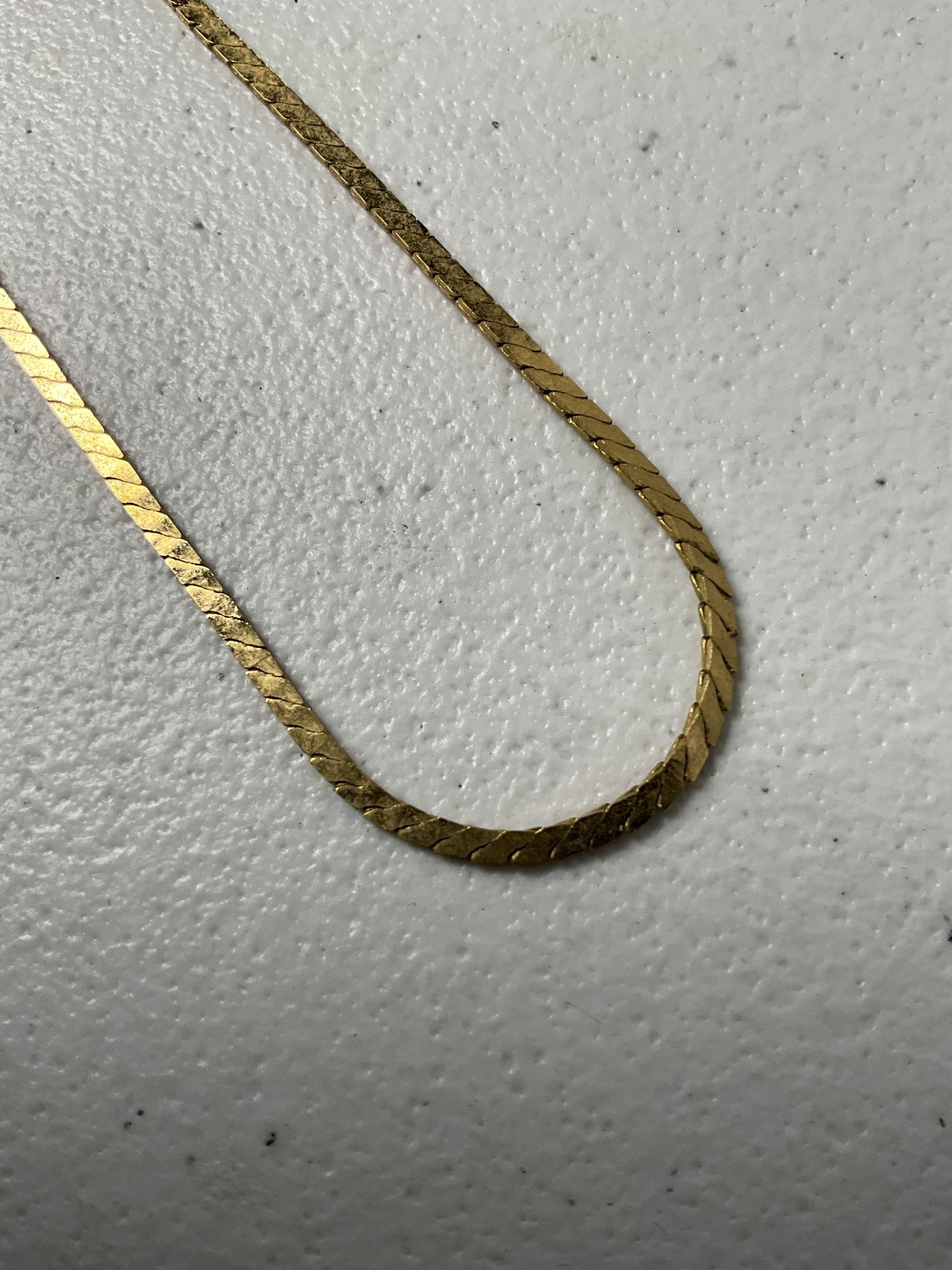 16″ Gold Tone Herringbone Chain Necklace Fashion Jewelry Spring Ring Clasp