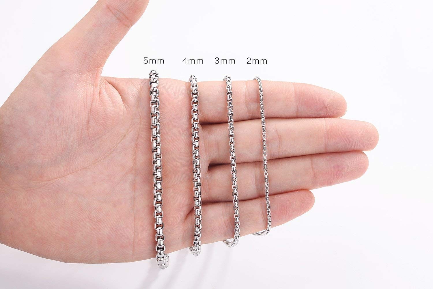 Square Rolo Chain Necklace Stainless Steel Round Necklace for Men &