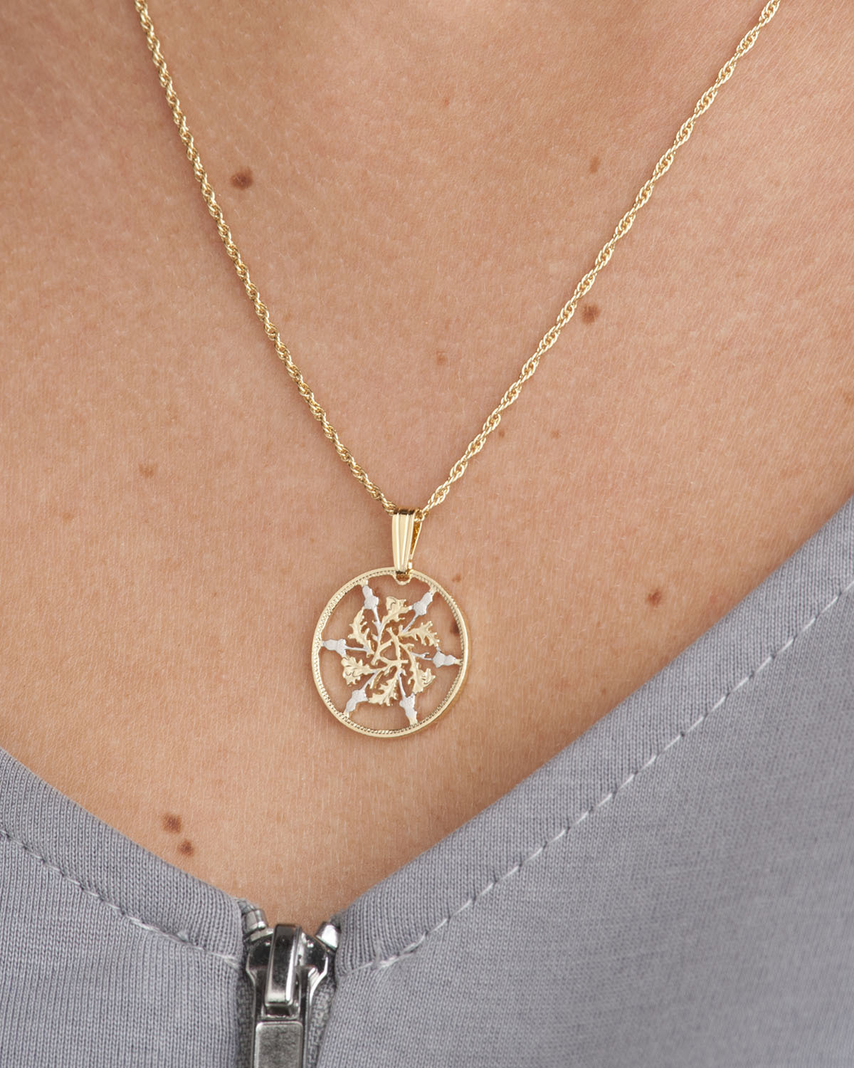 Great Britain Pendant & Necklace British 6 Pence Hand Cut, 3/4″ diameter, # 129