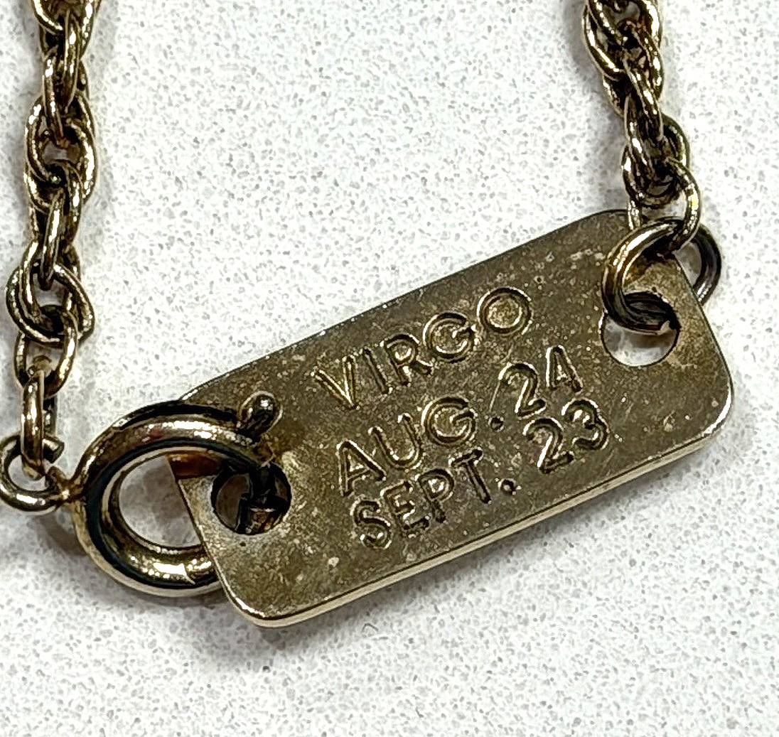 Vintage Pierre Cardin 1970’s Designer Signed VIRGO Zodiac Gold Pendant Necklace