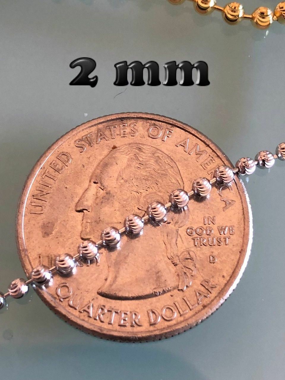 Cadena Ball Moon Plata 925 Sólida con Baño de Oro 14k para Hombre y Mujer