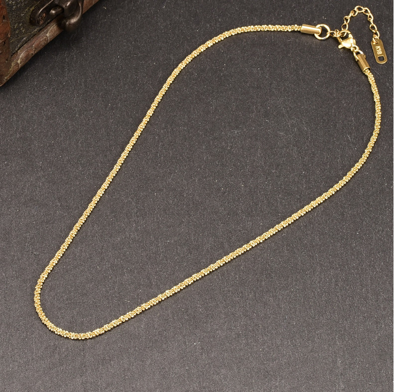 Women Stainless Steel DIAMOND CUT ROPE CHAIN Choker Necklace 15+2″ 3MM PE12