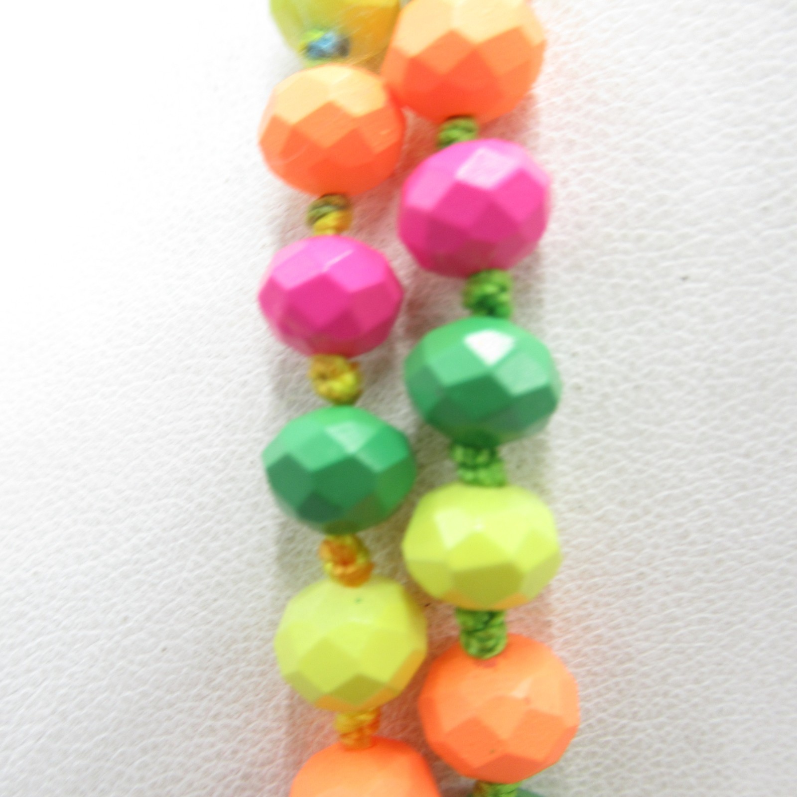 58″ Long Colorful Glass Beaded Necklace Hand-Knotted NOS Modern Adult Only