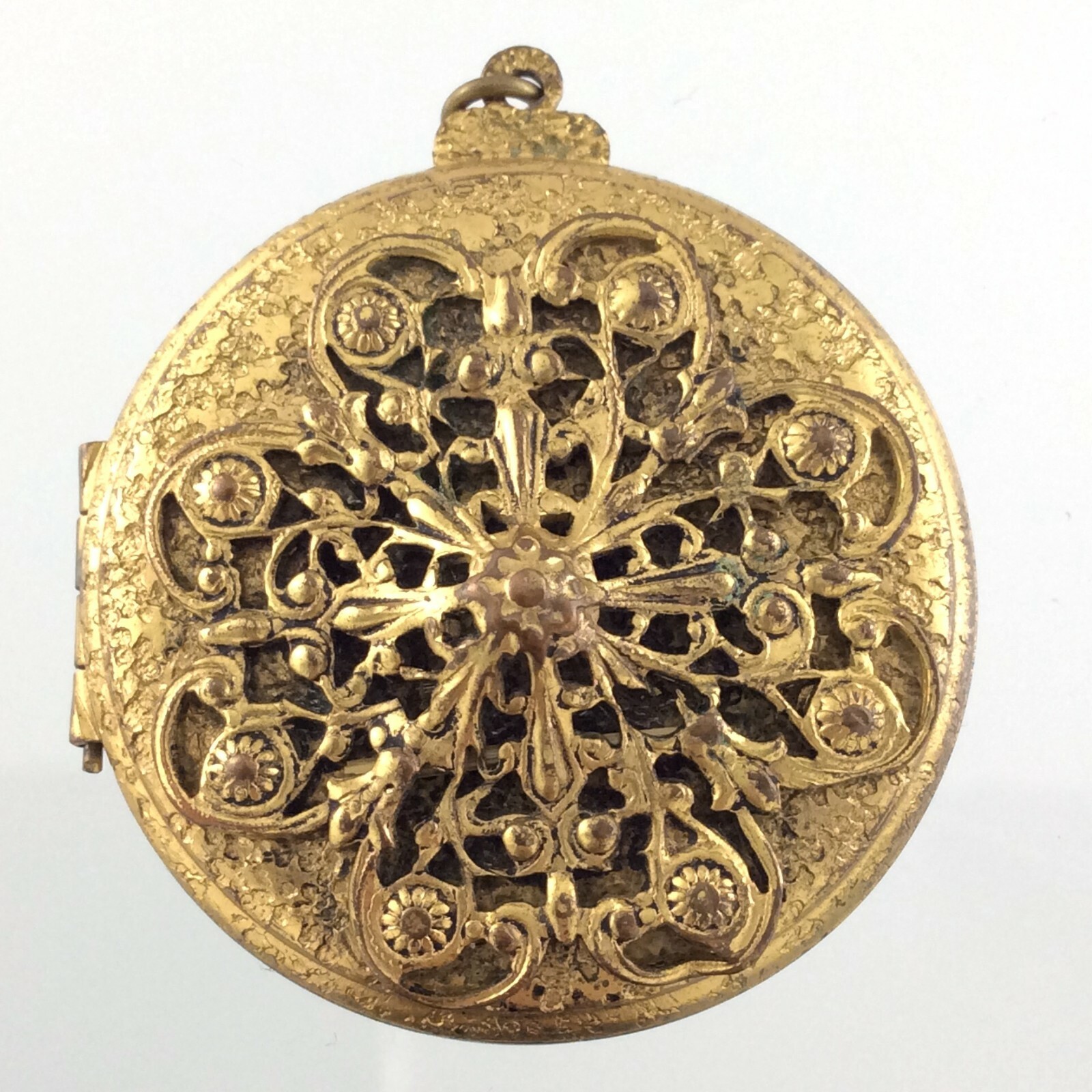 Vintage MCM Mid Century Modern Photo Locket Pendant Gold Tone Empty V170