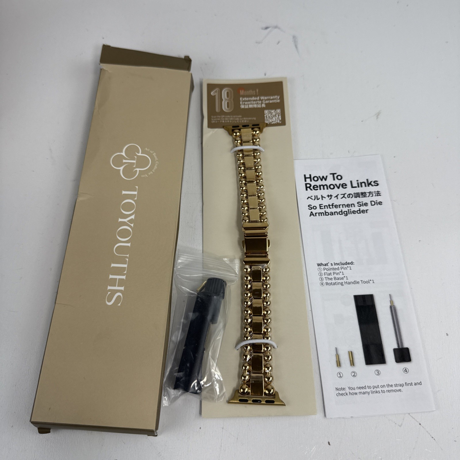 Compatible with Apple Watch 38-40-42… Beaded Bracelet Gold Stainless Steel Band…