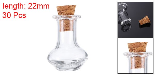 30 pcs Transparent Wishing Bottles 17mm Width, for Necklace DIY Pendant Craft