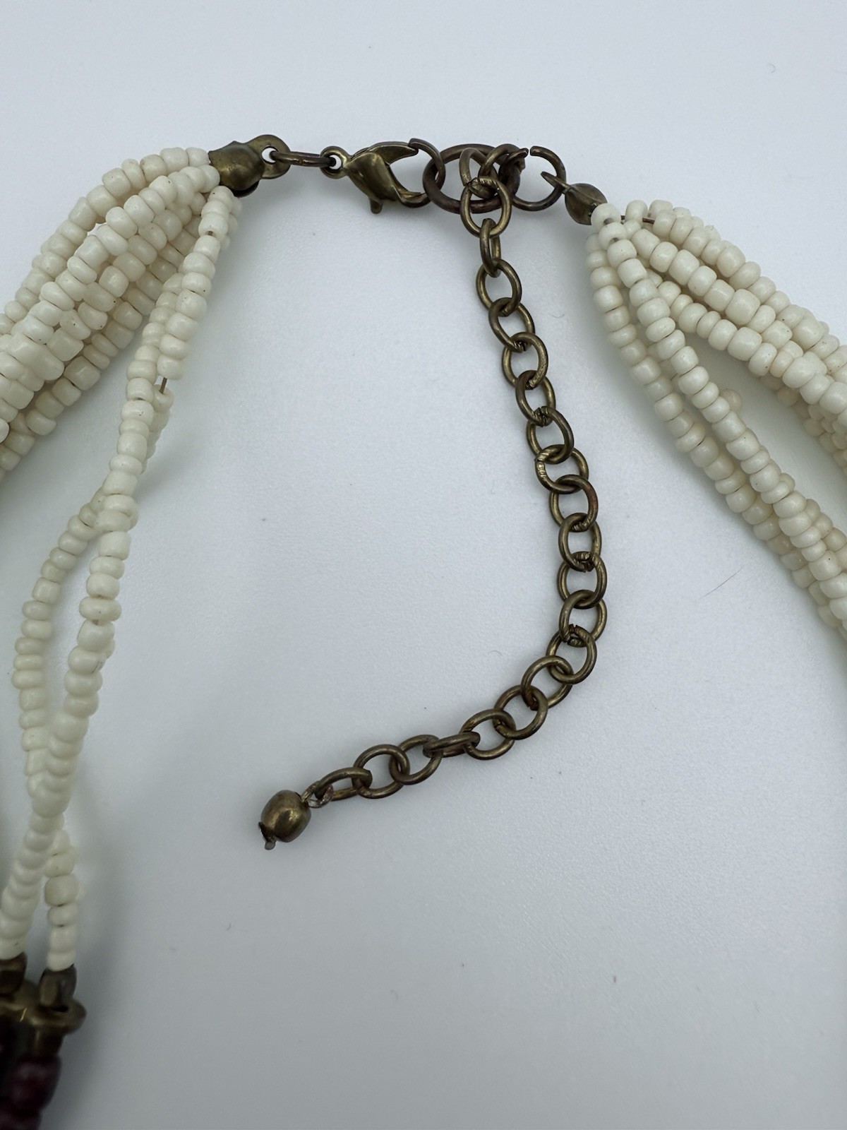 Vintage Boho Glass Beaded Bib Statement Collar Necklace 10 Strand 17”-20”