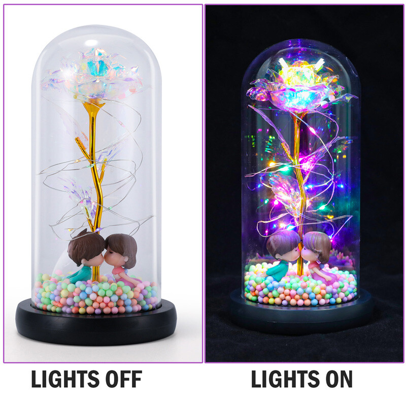 Beauty and The Beast Rose LED Enchanted Galaxy Rose Eternal Flower Lighted Décor
