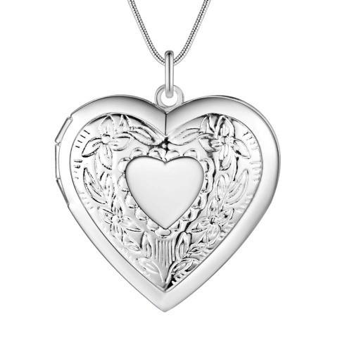 925 silver plated photo frame pendant snake chain necklace jewelry