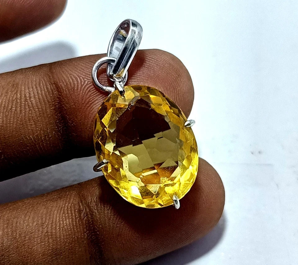 30.85 Ct Oval Cut Natural Citrine Sterling Sliver Pendant – Trending Gemstone