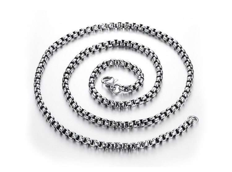 Wholesale Stainless Steel Square Rolo Box Cylinder Chain Necklace Mens & Womens