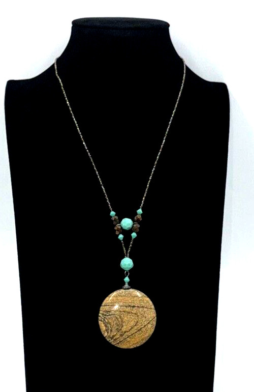Jasper & Glass Bead Necklace Earrings Set Nickel Lead Free Made In USA Southwest
