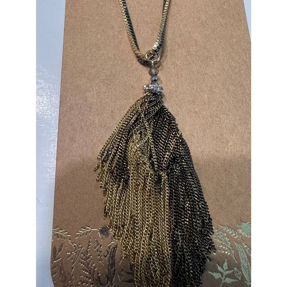 ShiraLeah Jewelry Gold Black Tassel Pendant Necklace Fashion Accessories