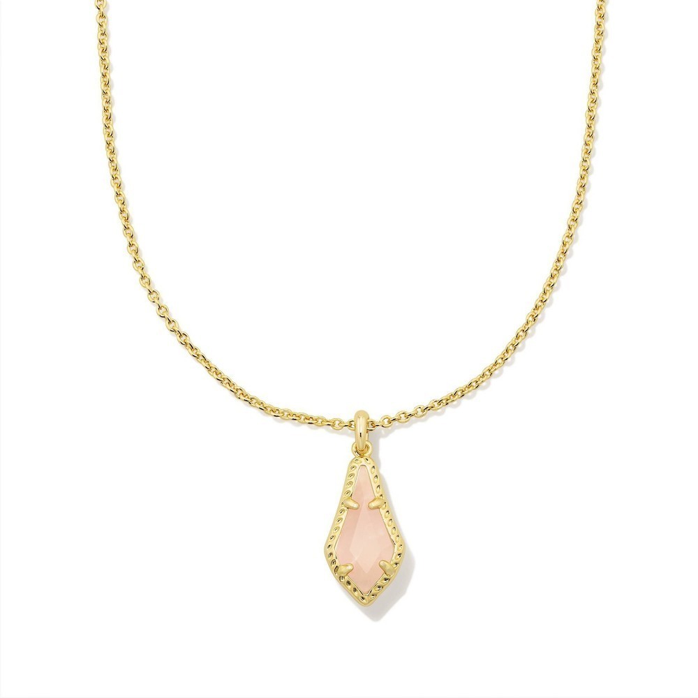 Kendra Scott Jesse Pendant Necklace 14K Gold Over Brass Rose Quartz NWT