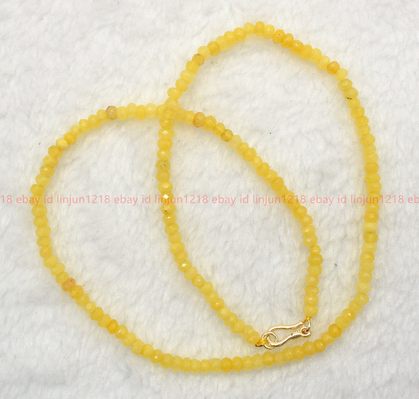 Natural 2x4mm Faceted Yellow Jade Gemstone Rondelle Necklace Bracelet 18/7.5in